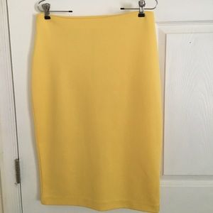 New York & Company Stretch Yellow Pencil Skirt